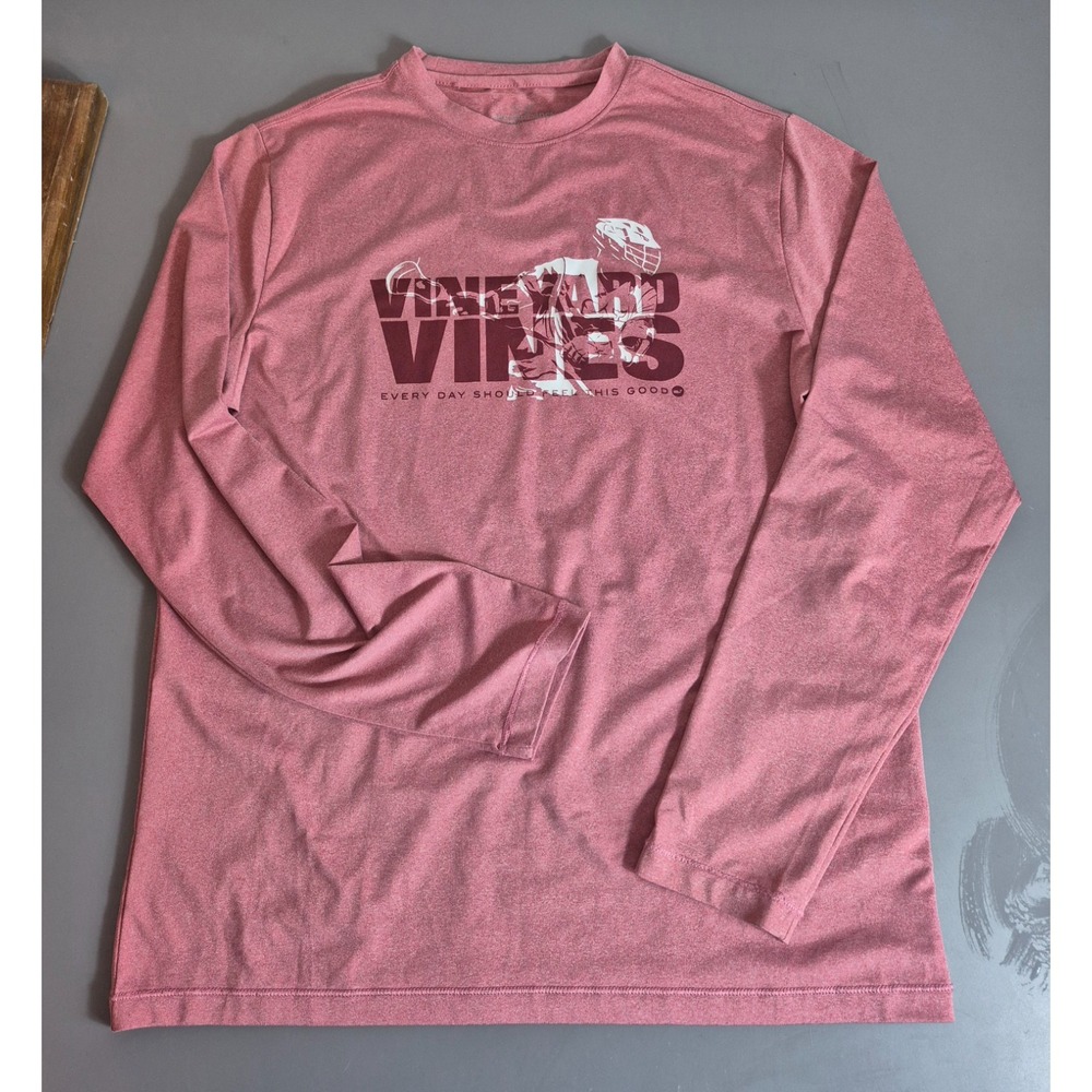 Vineyard Vines Performance Boys Long Sleeve Lacrosse T-Shirt Large Pink Graphic
